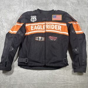 Men's EagleRider Padded Motorcycle Jacket Black Size Medium